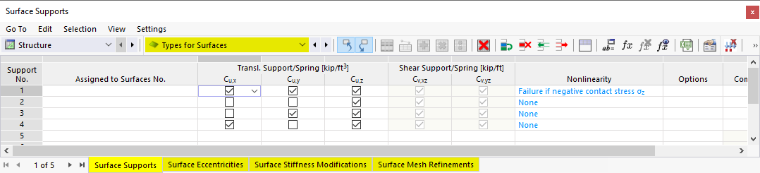 Types for Surfaces in Table