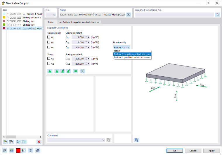 Dialog Box "New Surface Support"
