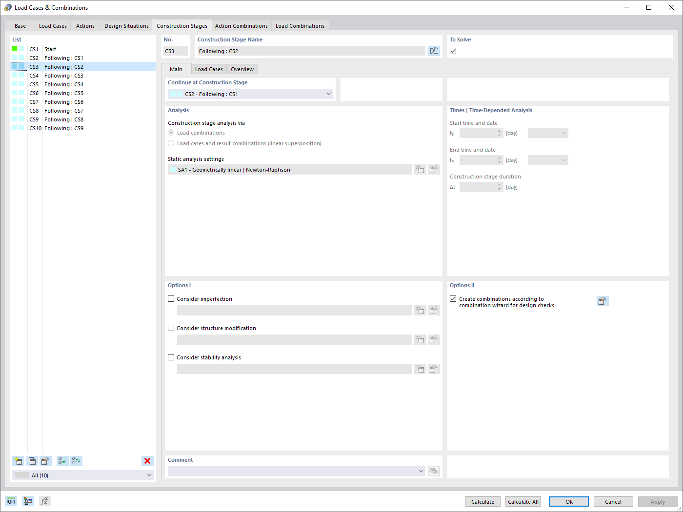 Analysis Settings