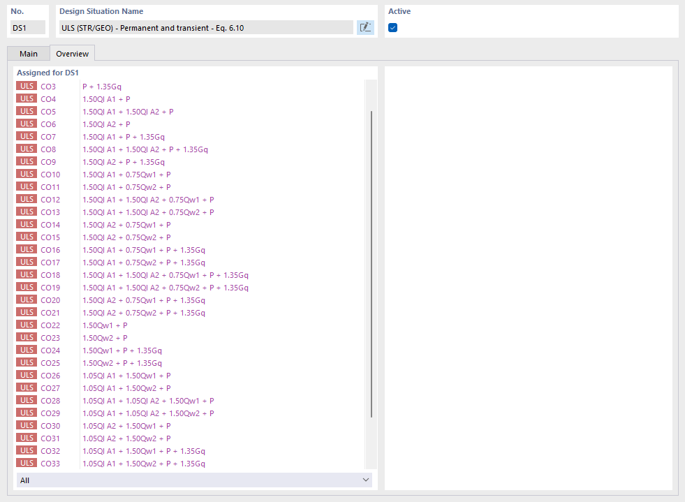 Overview of Load Combinations for Design Situation