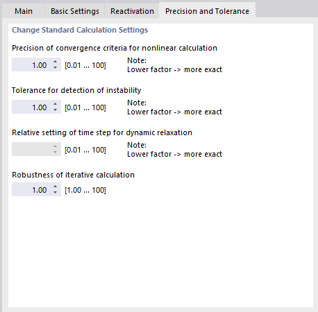 Adjusting Precision and Tolerance for Calculation