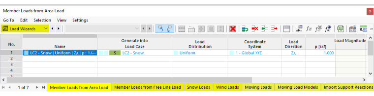 Load Wizards in Table