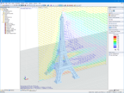 Velocity Vectors of Wind Flows on Model of Eiffel Tower in RWIND
