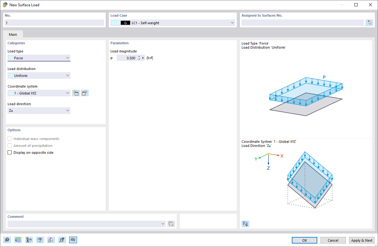 Dialog Box "New Surface Load"