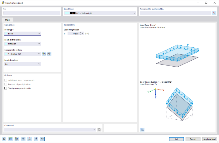Dialog Box "New Surface Load"