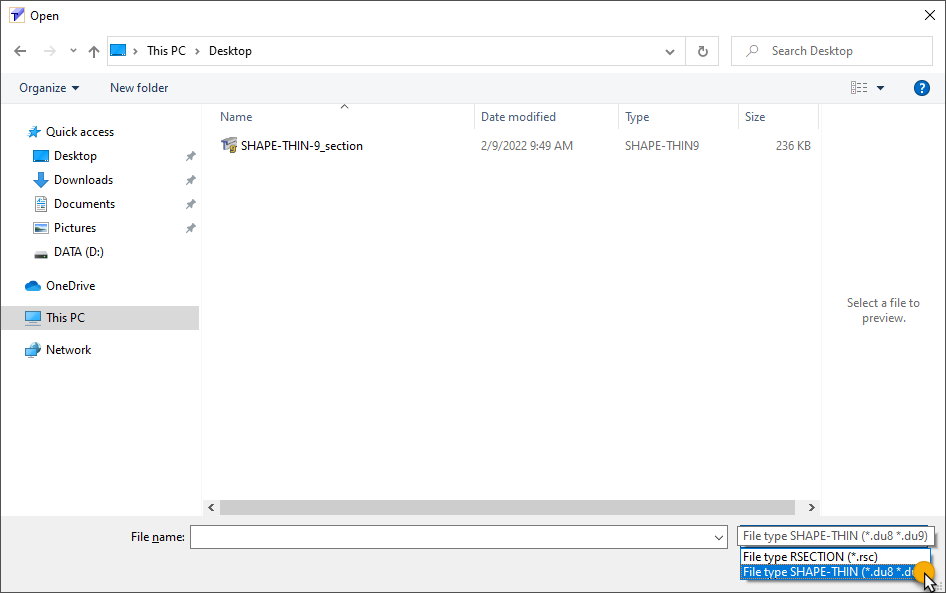 FAQ 005110 | Can I import a SHAPE-THIN cross-section into RFEM 6 or RSTAB 9?