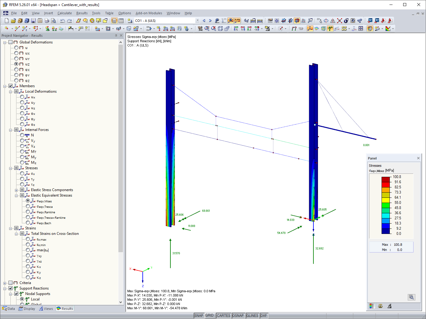von Mises Stresses of Catenary Model (© SDEA Engineering Solutions - Spain)