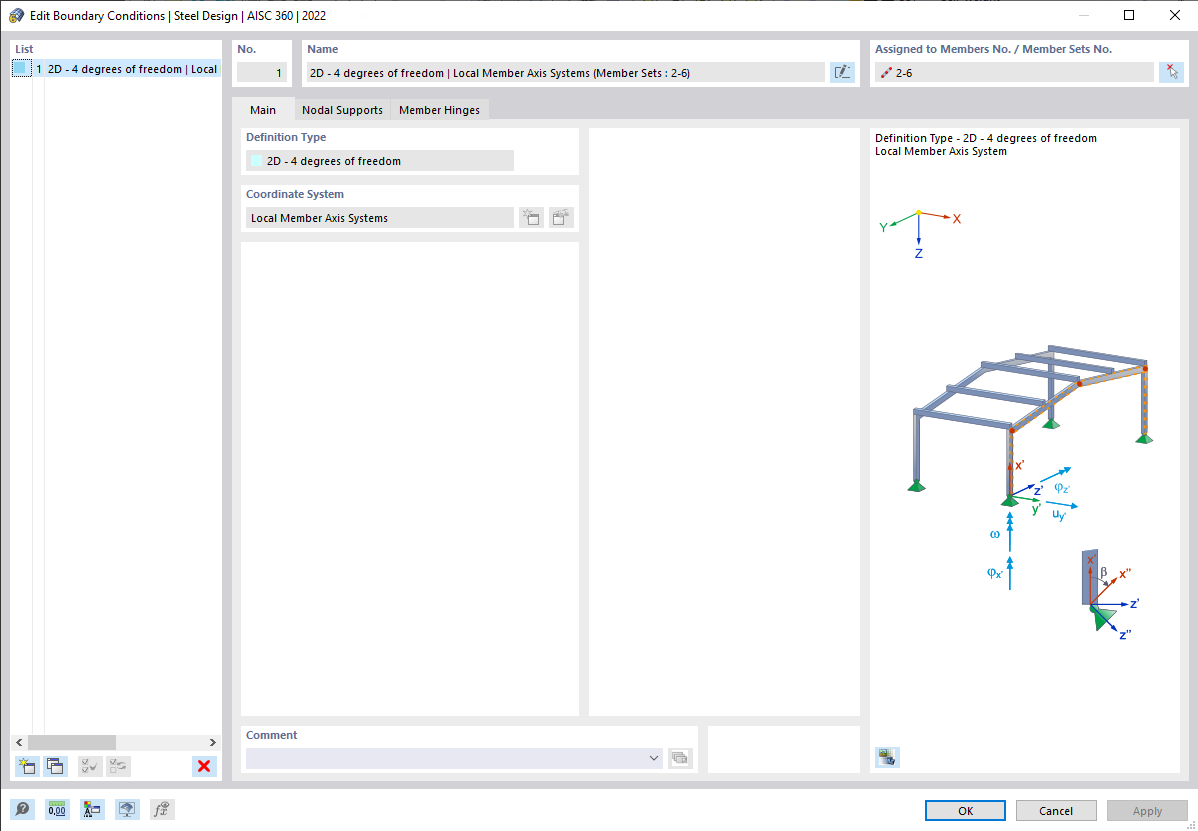 Dialog Box "Edit Boundary Conditions", Tab "Main"