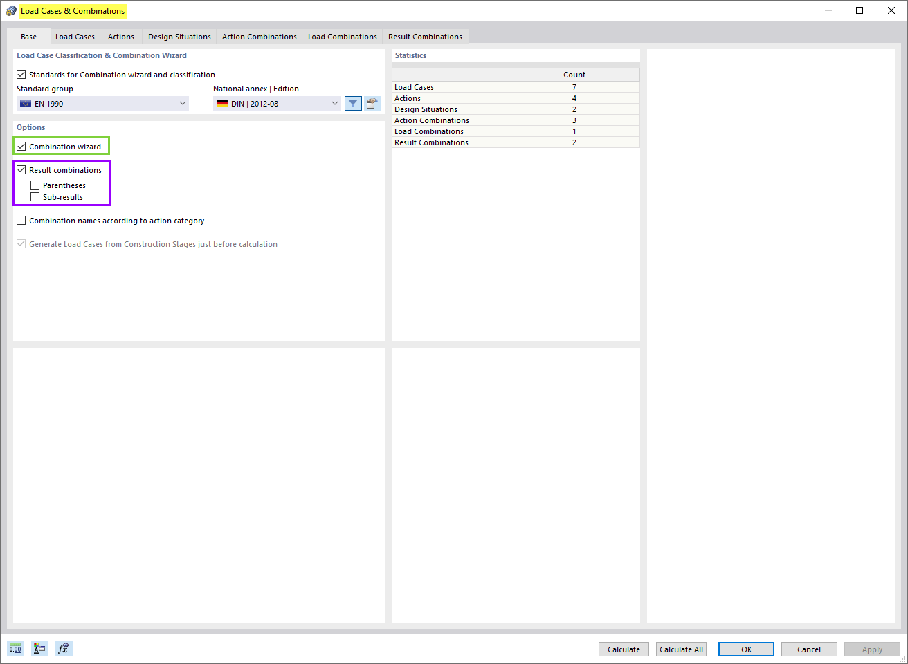 Combination Wizard in RFEM 6