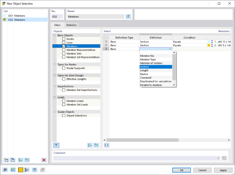 Dialog Box "New Object Selection"