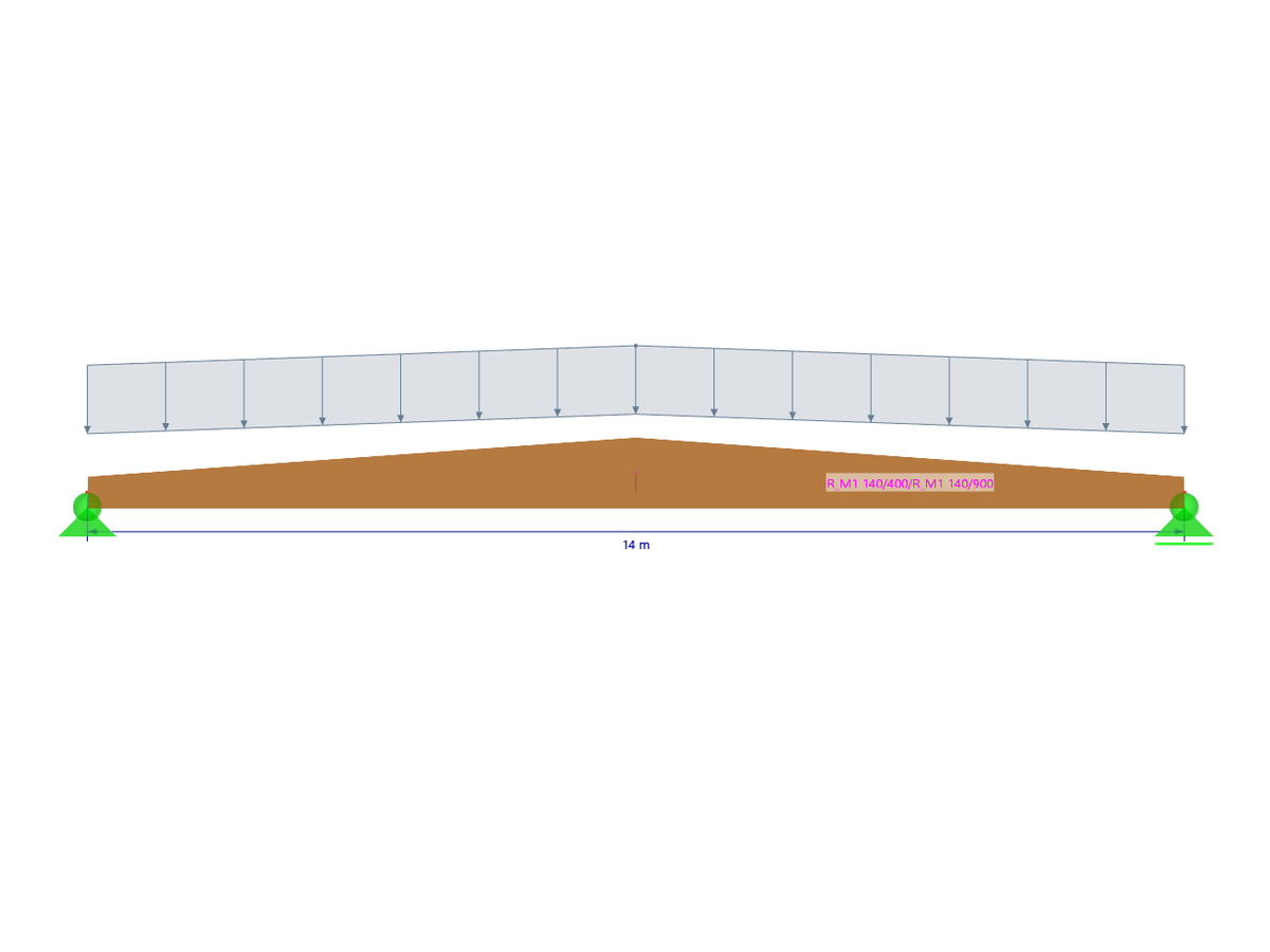 A wooden tapered girder showcasing its geometric properties and structural design.