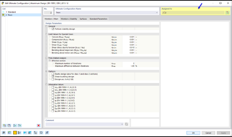Assigning a configuration type in the "Ultimate Configuration" dialog box