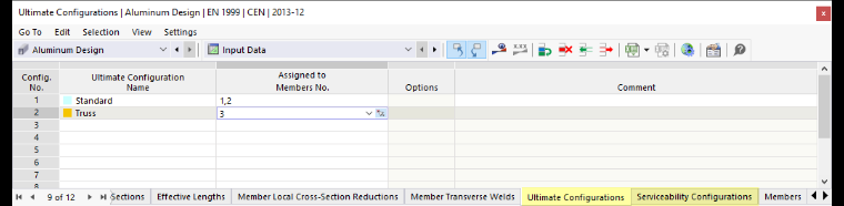 Assigning a configuration type in a table
