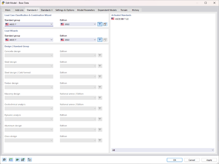 'Standards' for Load Case Combinations and Load Wizards