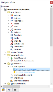 Navigator with Predefined Types of Line Supports