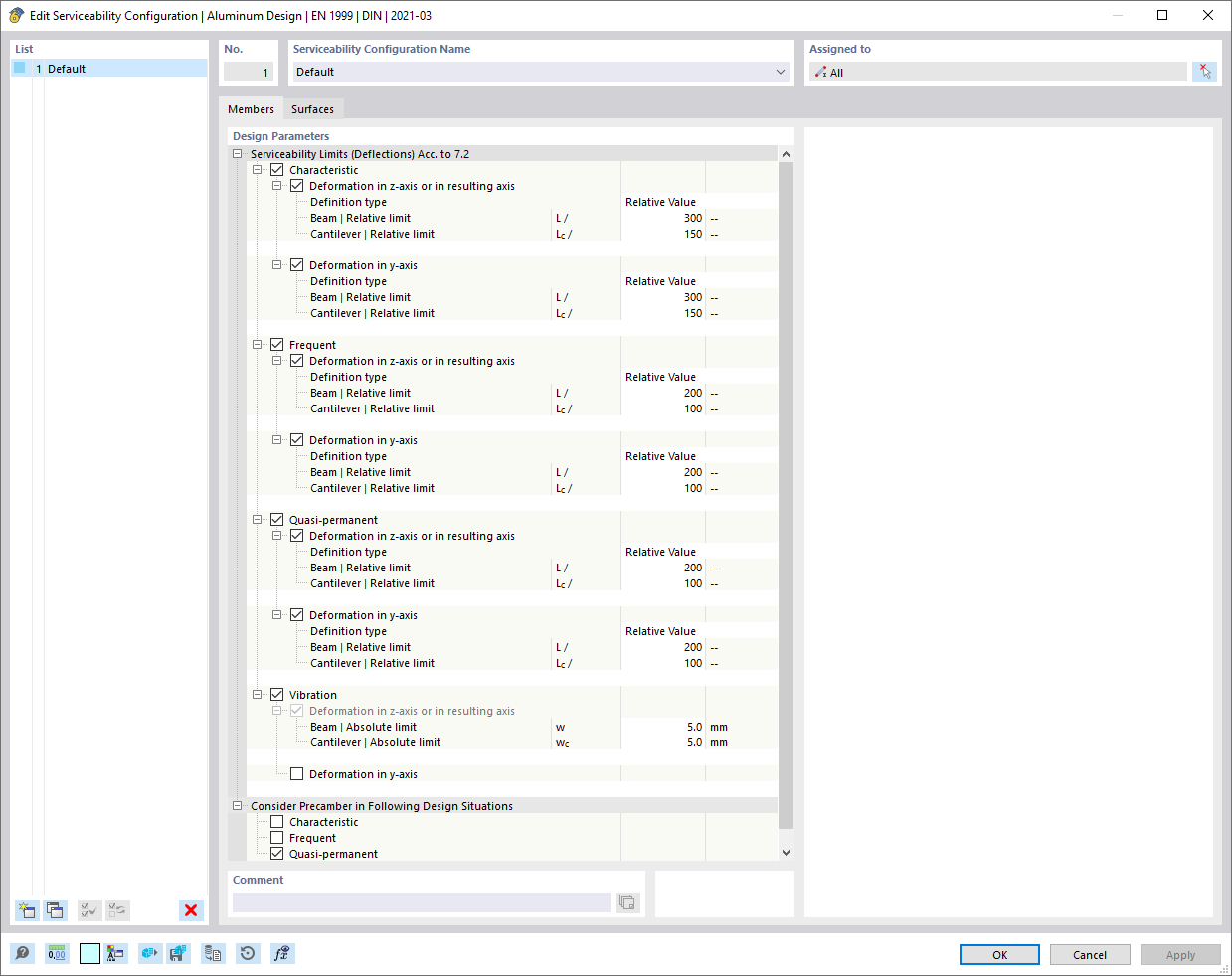 Dialog Box "Edit Serviceability Configuration", Tab "Members"