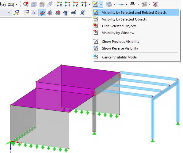 Buttons for Visibilities in Work Window
