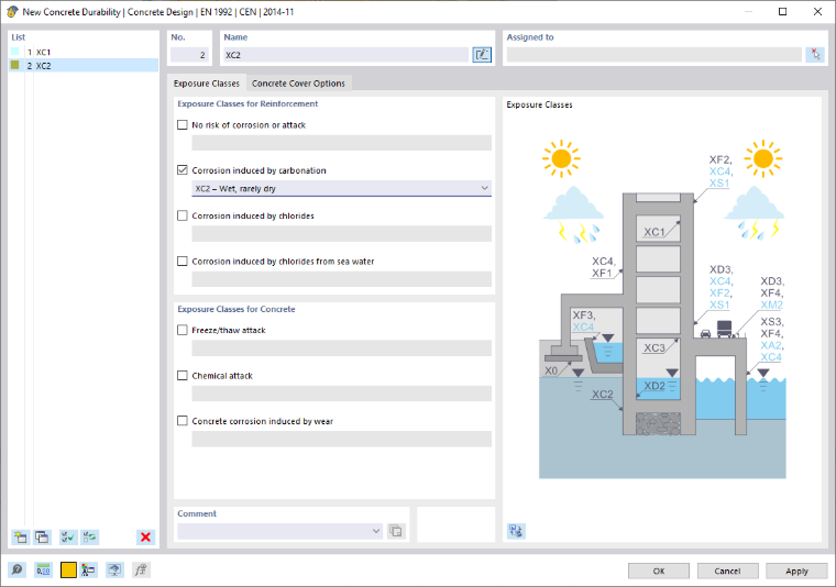 Dialog Box "New Concrete Durability"