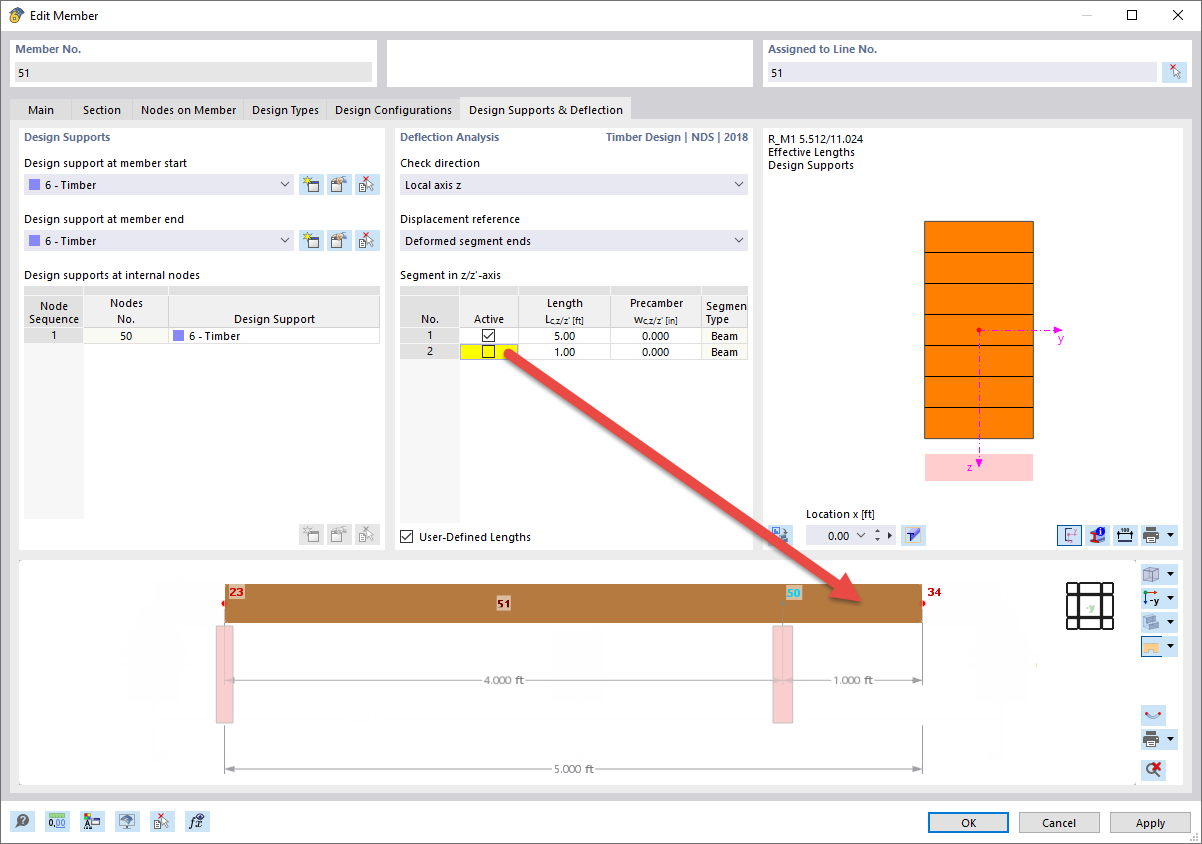 Deactivating Segments for Deformation Analysis