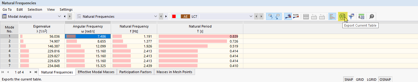 Exporting Current Table