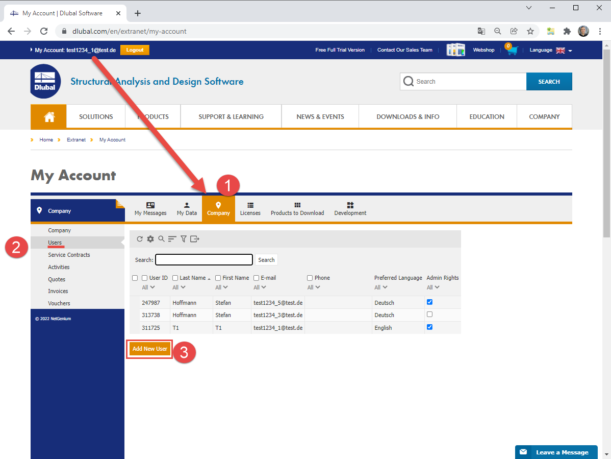FAQ 005175 | How can I create a new user in the extranet?
