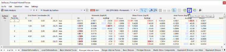 Opening Result Table Manager