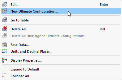 Creating Design Configuration via Shortcut Menu