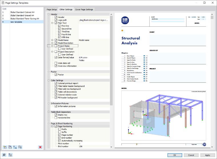 Selecting Report Header from Templates