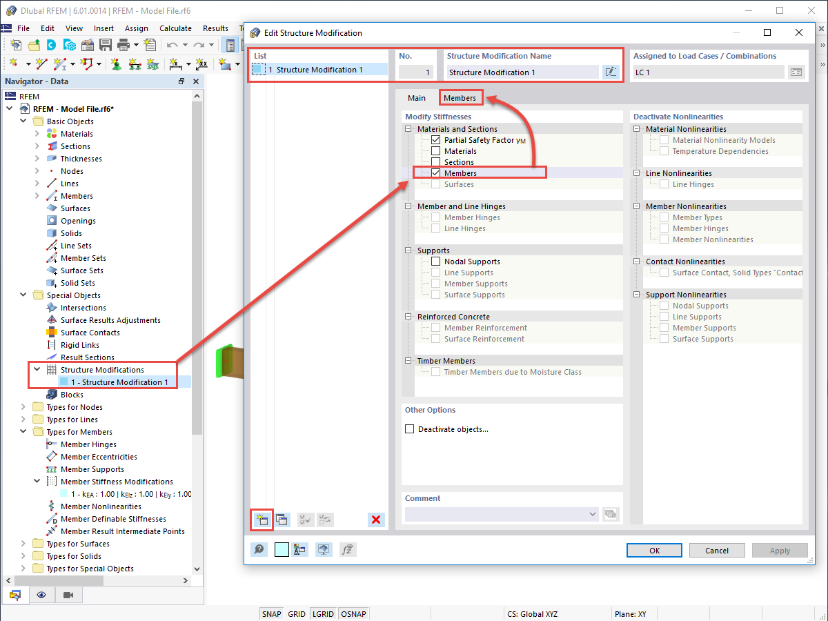 FAQ 005201 | How can I modify stiffnesses of particular members using a factor in RFEM 6 and RSTAB 9?
