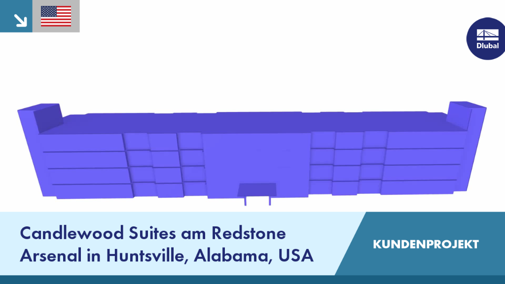 View of the Candlewood Suites Hotel at Redstone Arsenal, a modern customer project in Huntsville, Alabama, USA.
