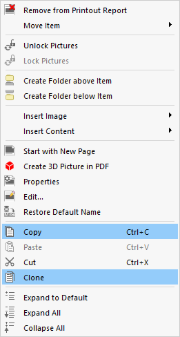 Shortcut Menu Options for Copying or Cloning