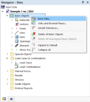 Editing Base Data via Shortcut Menu