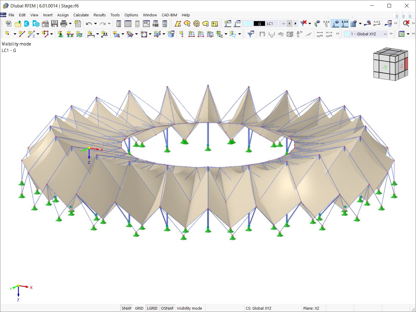 Model of Stadium Roof Made of Membranes