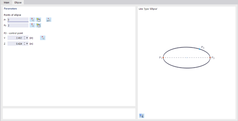 Dialog Box "New Line", Tab "Ellipse"