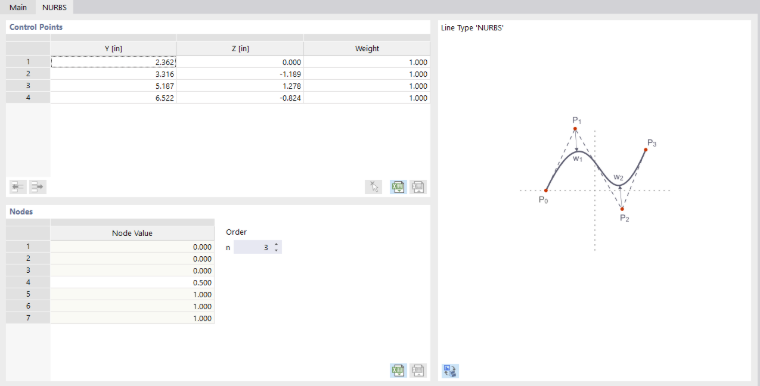 Dialog Box "New Line", Tab "NURBS"