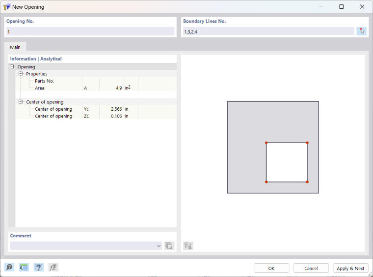 Dialog Box "New Opening"