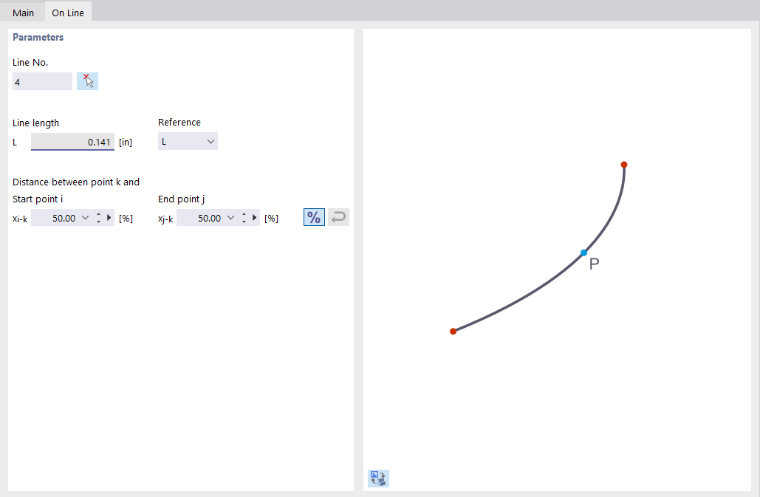 Dialog Box "New Stress Point", Tab "On Line"