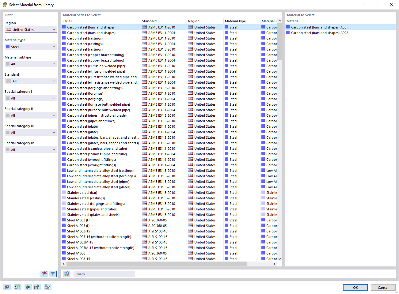 Dialog Box "Select Material from Library"