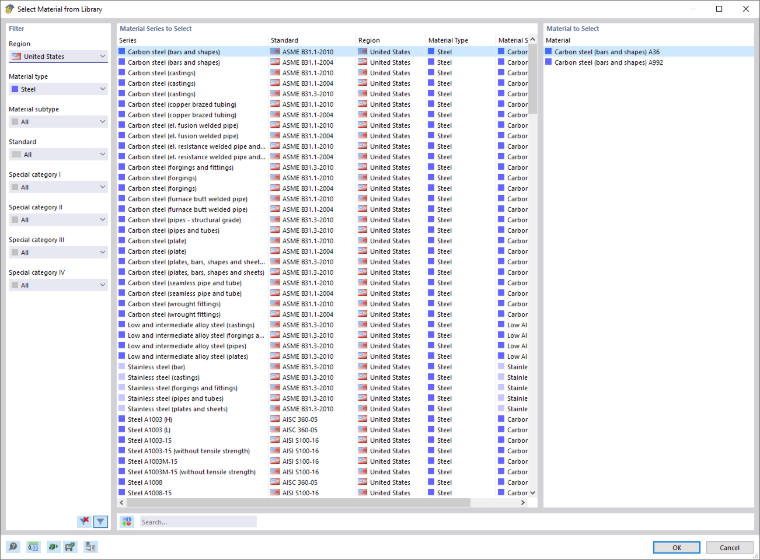 Dialog Box "Select Material from Library"