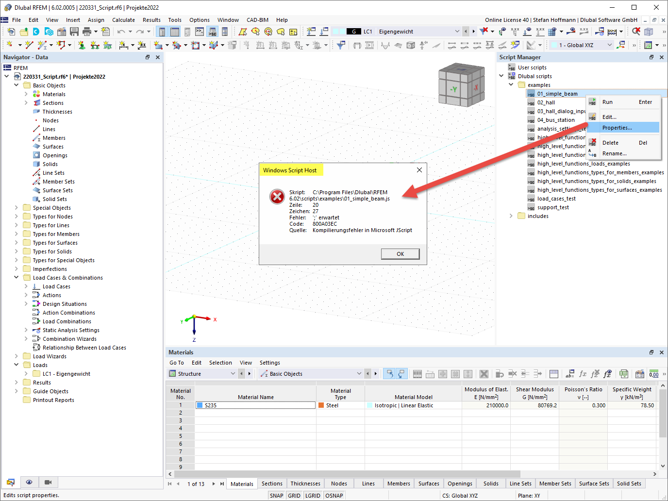 FAQ 005234 | I get an error message when trying to edit a script. What can I do?
