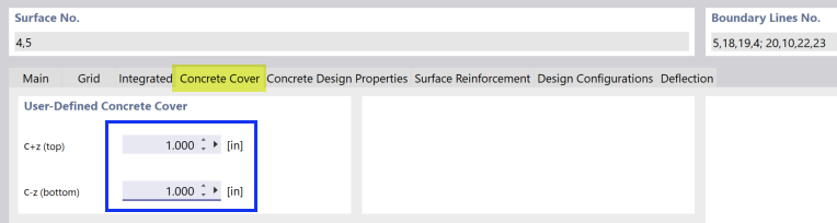 Concrete Cover Settings