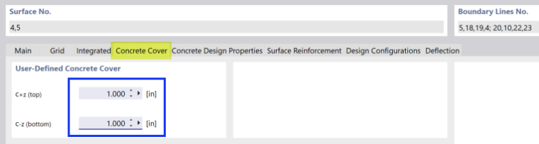 Concrete Cover Settings