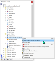 Shortcut Menu "Surface Results Adjustments"