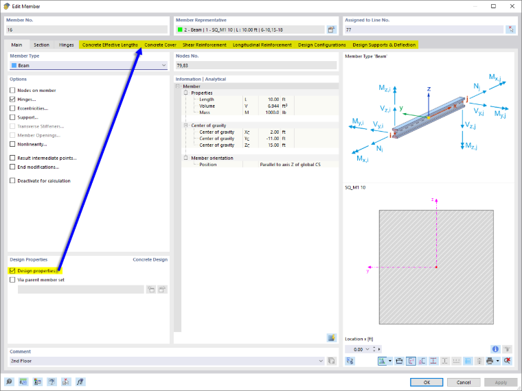 Activating Design Properties of Member