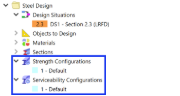 Strength and Serviceability Default Configurations for Steel Design