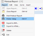 Opening Printer Settings in Printout Report Menu