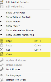 Shortcut Menu Options for Copying or Cloning