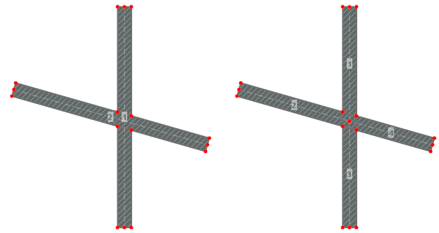 Left – Original (Crossing, Unconnected Elements) and Right – Result (Connected Elements)