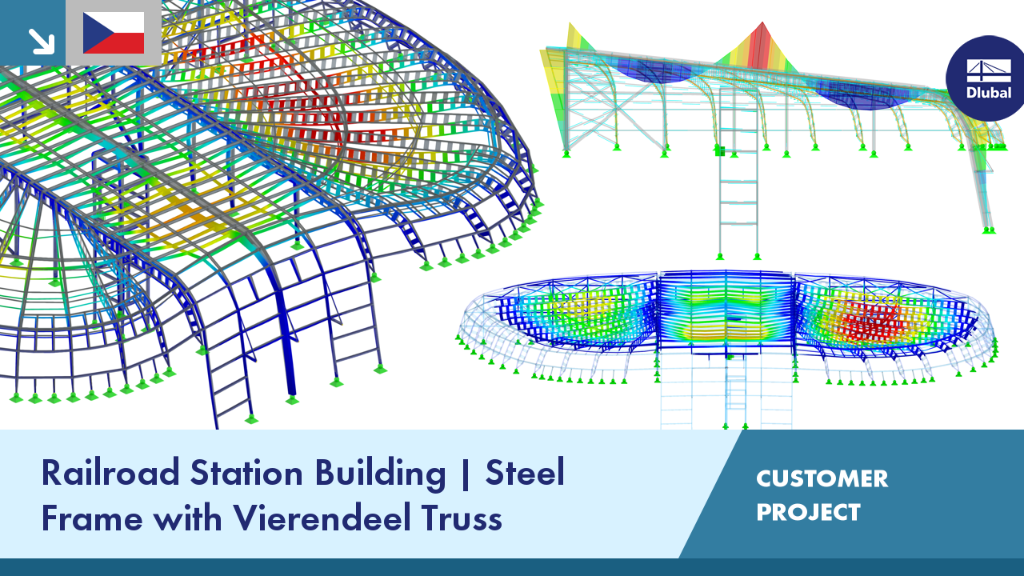 Steel frame structure of a railroad station featuring a Vierendeel truss, showcasing unique architectural and engineering design elements.