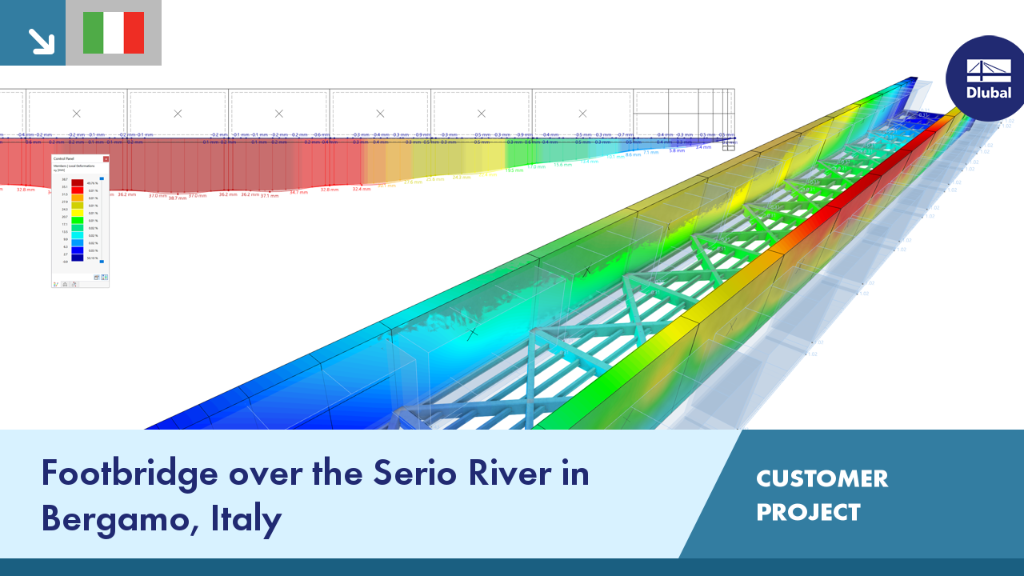 Elegant pedestrian footbridge spanning the Serio River in Bergamo, showcasing modern engineering design.